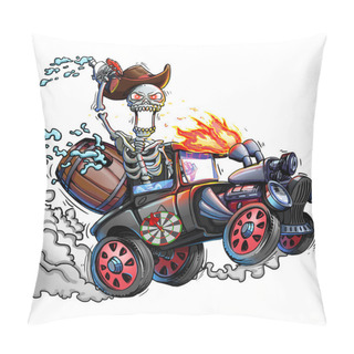 Personality  Skeleton And Car. Skull And Truck Isolated. Vintage Portrait Artwork. Concept Art. Realistic Illustration. Video Game Digital CG Artwork. Character Design Pillow Covers