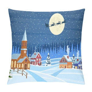 Personality  Christmas Landscape Background With Snow And Tree Pillow Covers