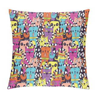 Personality  Seamless Pattern With Cute Funny Animals Pillow Covers