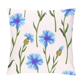Personality  Seamless Pattern With Colorful Cornflowers Pillow Covers