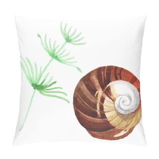 Personality  Seashell And Seaweed Tropical Elements Isolated On White. Watercolor Background Illustration Set.  Pillow Covers