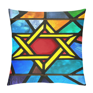 Personality  Magen David Star Glass Painting At Synagogue Pillow Covers