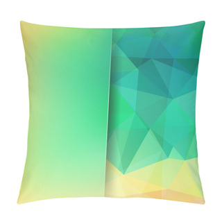 Personality  Geometric Pattern, Polygon Triangles Vector Background In Green, Yellow, Blue Tones. Blur Background With Glass. Illustration Pattern Pillow Covers