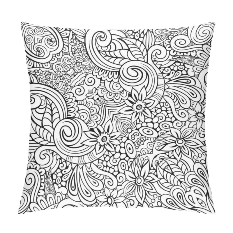 Personality  Vector Ethnic Hand Drawn Line Art Seamless Pattern Pillow Covers