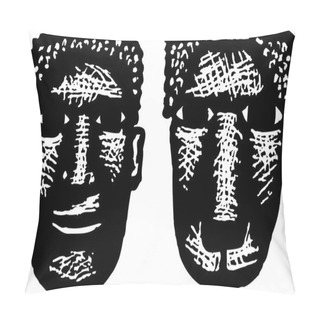 Personality  Woodcut Illustration Of African American Man And Dog Pillow Covers