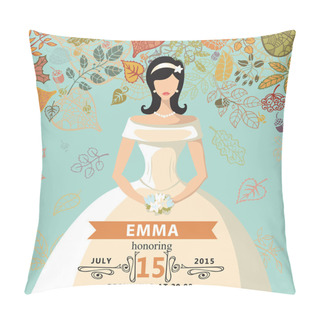 Personality  Bridal Shower Invitation.Bride And Autumn Leaves Pillow Covers