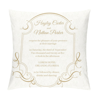 Personality  Wedding Invitation. Calligraphic Frame. Pillow Covers