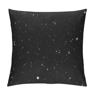 Personality  Snow Or Snowflake Storm Falling. White Dots Falling Powder Glitter Confetti. Explosion On Black Background For Overlay, Abstract Illustration Pillow Covers