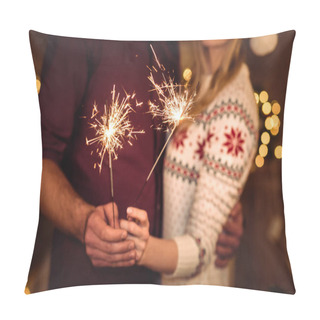 Personality  Couple Holding Sparklers Pillow Covers