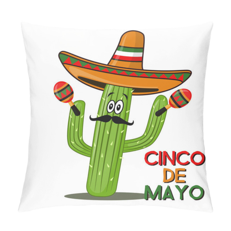 Personality  Cinco De Mayo sombrero, chili pepper, cactus and maracas festive design. For celebration of the Mexican holiday on May 5. pillow covers