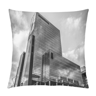 Personality  ROTTERDAM, NETHERLANDS - DECEMBER 27, 2016: Modern Buildings Of Business Center Close-up Modern Architecture. December 27,2016 In Rotterdam - Netherlands. Pillow Covers