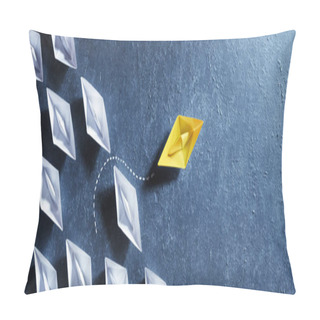 Personality  Opportunities Business Concept - Paper Boat Change Direction Pillow Covers