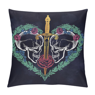 Personality  Beautiful Romantic Skulls With Sword Pillow Covers