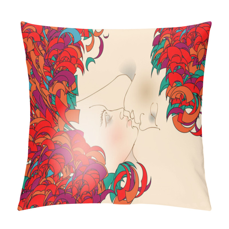 Personality  Abstract background with kissing couple. pillow covers