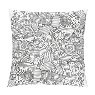Personality  Floral Doodle. Black And White Pattern Pillow Covers
