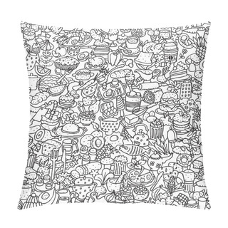 Personality  Food Seamless Pattern In Black And White Pillow Covers