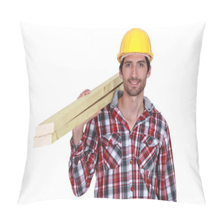 Personality  Tradesman Carrying Wooden Planks Pillow Covers