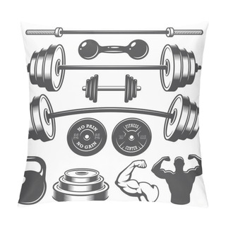 Personality  Set Of Vintage Fitness Designed Elements Pillow Covers
