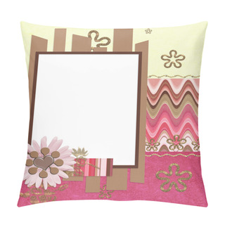 Personality  Modern Scrapbook Layout With Photo Frame And Flowers Pillow Covers