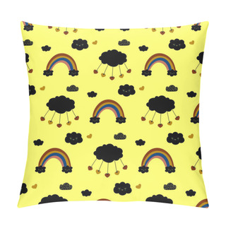 Personality  Rainbows  And Clouds Seamless Pattern, Nursery Background. Pillow Covers