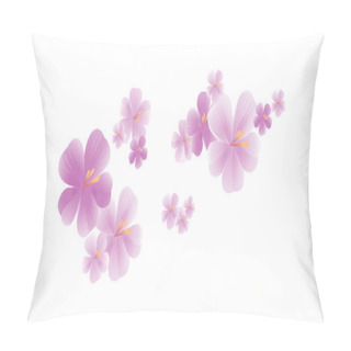 Personality  Flying Light Pink Purple Flowers Isolated On White Background. Sakura Apple-tree Flowers. Cherry Blossom. Vector Pillow Covers