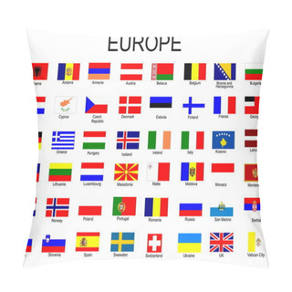 Personality  List Of All European Country Flags Pillow Covers