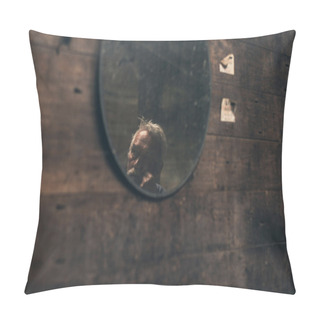 Personality  Reflection Of Elderly Man In Mirror Pillow Covers