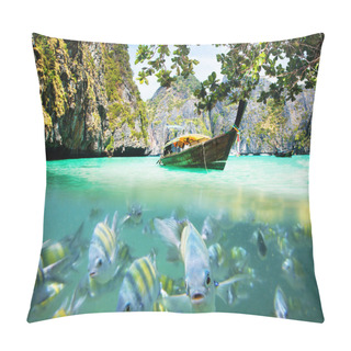Personality   Thailand Ocean Landscape. Exotic Beach View And Traditional Shi Pillow Covers