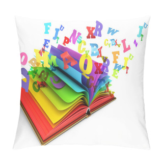 Personality  Letters Flying Out Of An Open Book. Magic Book. Fairy Tale. White Background. 3d Render Pillow Covers
