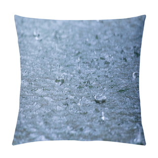 Personality  Rain Drops Rippling In A Puddle With Blue Sky Reflection Pillow Covers