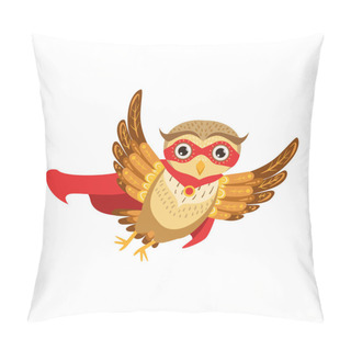 Personality  Owl Superhero Cute Cartoon Character Emoji With Forest Bird Showing Human Emotions And Behavior Pillow Covers