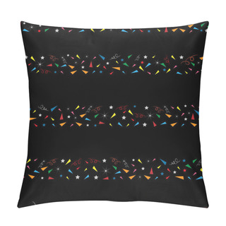 Personality  Seamless Tiny Paper Cut In Geometric Shape Pattern With Swirled And Star On Black Background, Cute Colourful Elements Designs Pattern For New Year Or Christmas Wrapping Paper Background. Pillow Covers