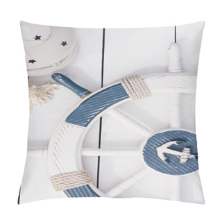 Personality  Marine Style Card. White And Blue Nautical Theme. Pillow Covers