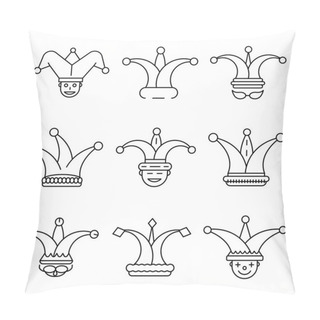 Personality  Jester Icon Set, Outline Style Pillow Covers