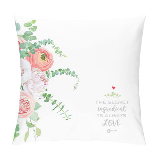 Personality  Watercolor Style Flowers Bouquet Frame. Pillow Covers