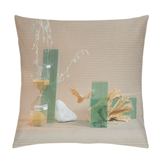 Personality  Geometry Composition Of Glass, Stone, Dry Flowers Pillow Covers