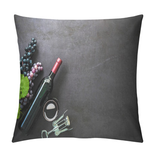 Personality  Bottle Of Red Wine, Wineglass And Grapes Pillow Covers