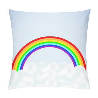 Personality  Vector Clouds With A Rainbow On Blue. Abstract Background. Best Choice Pillow Covers