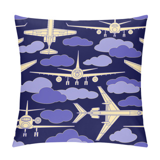 Personality  Seamless Pattern With Passenger Airplanes Number Two Pillow Covers