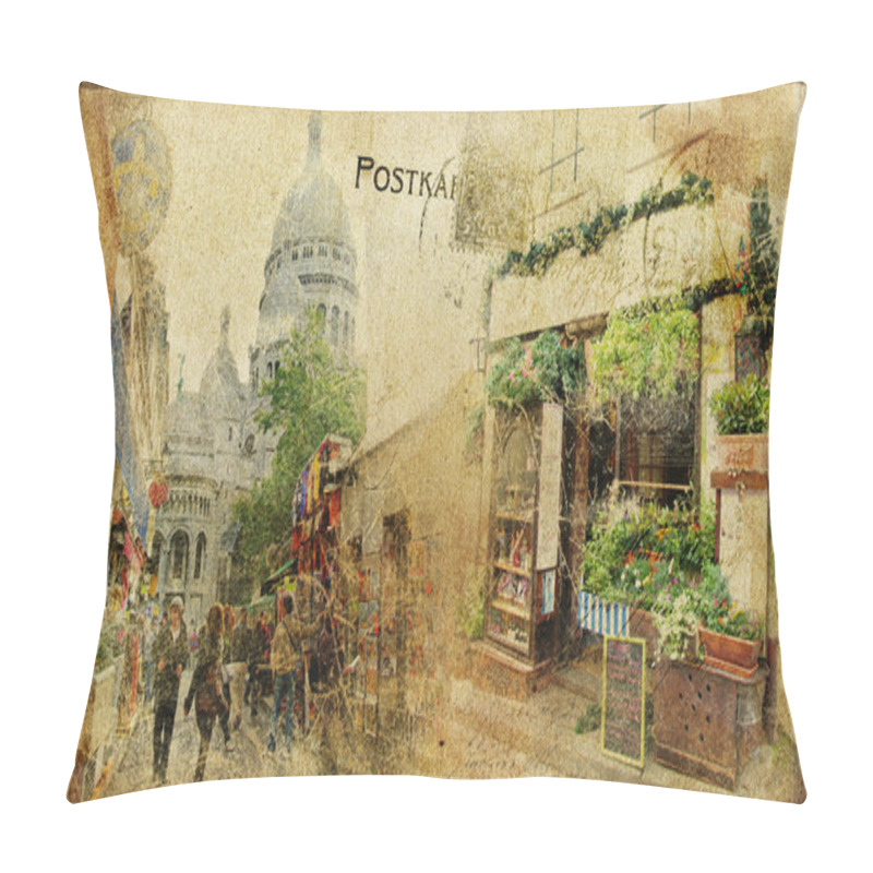 Personality  Vintage Parisian cards series - Montmartre street pillow covers