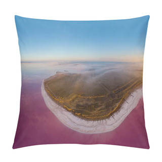 Personality  Aerial View Of A Wind Turbines At Lemurian Pink Salt Lake, Ukraine. Pillow Covers