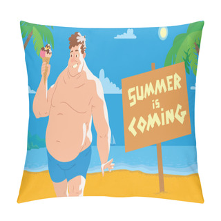 Personality  Summer Card, Fat Man On The Beach Pillow Covers