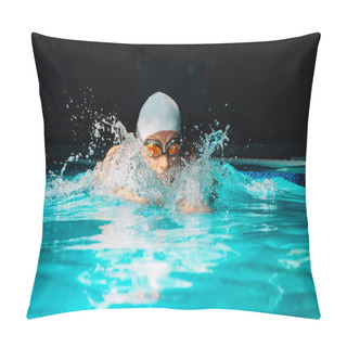 Personality  Professional Woman Swimmer Swim Using Breaststroke Technique On  Pillow Covers
