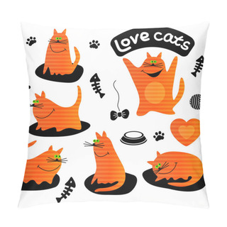 Personality  Set Of Funny Ginger Cats. Pillow Covers