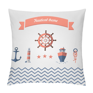 Personality  Set Of Sea Icons. Pillow Covers