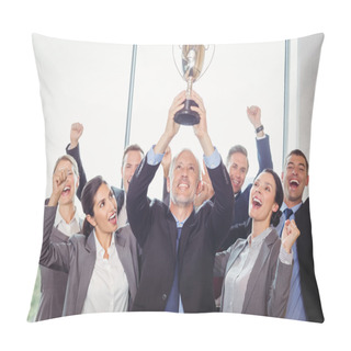Personality  Winning Business Team With Trophy Pillow Covers