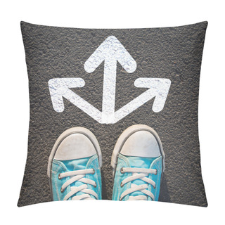 Personality  Male Sneakers With Drawn Direction Arrows Pillow Covers