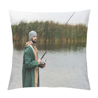 Personality  Man Fishing On Lake Pillow Covers