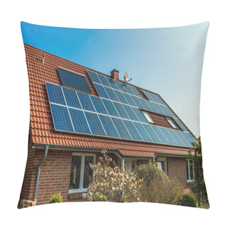 Personality  Solar Panel On A Red Roof  Pillow Covers