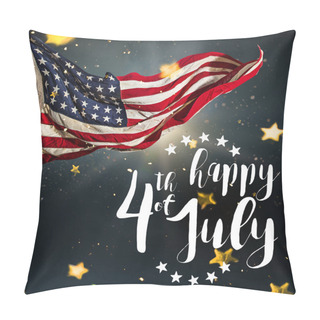 Personality  Inscription Happy 4th Of July With USA Flag. Pillow Covers